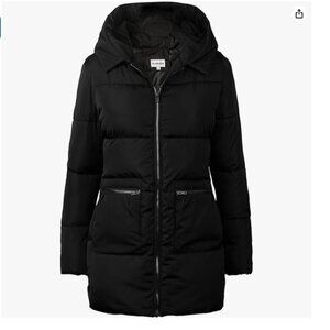 Long Puffer Winter Coat w/ Hood | Women's Size 06 | Black | YKK Zippers